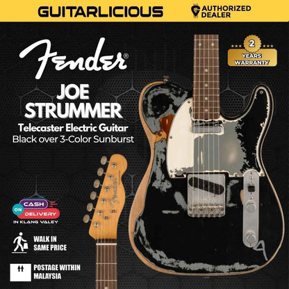 Fender Joe Strummer Road Worn Telecaster Electric Guitar, RW FB, Black