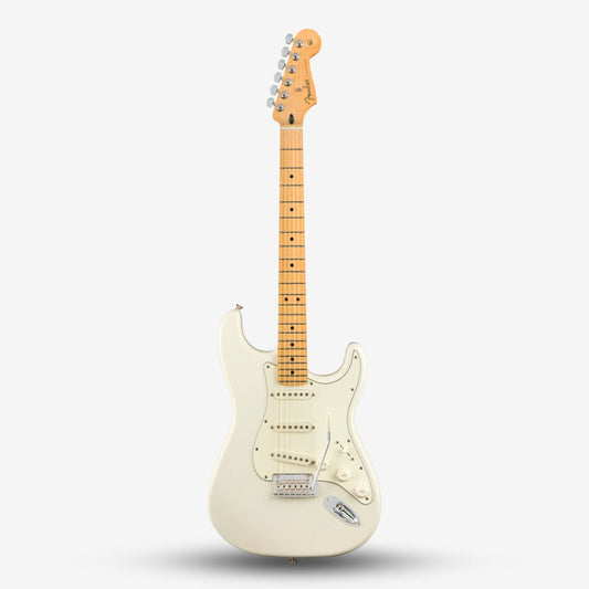 FENDER Player Single-Coil (SSS) Pick Up with Tremolo Stratocaster Electric Guitar, Maple FB, Polar White