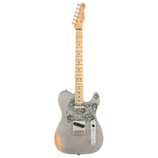 Fender Brad Paisley Road Worn Telecaster Electric Guitar, Maple FB, Silver Sparkle
