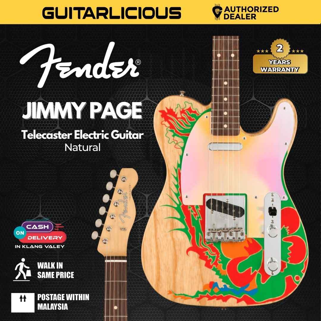 Fender Jimmy Page Dragon Telecaster Electric Guitar, RW FB, Natural