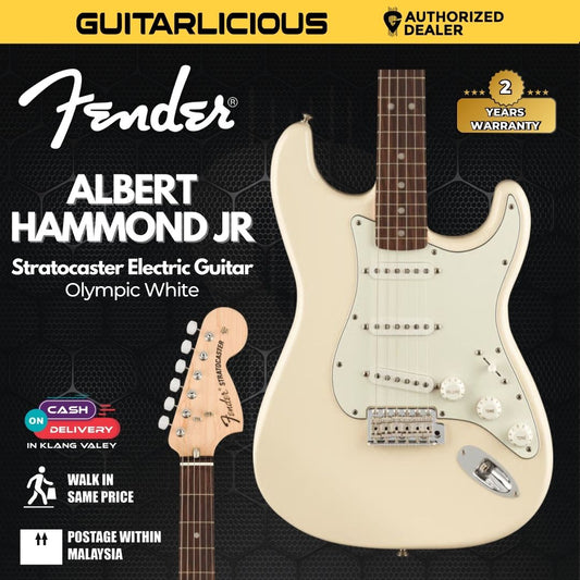 Fender Albert Hammond Jr Signature Stratocaster Electric Guitar, Rosewood FB, Olympic White