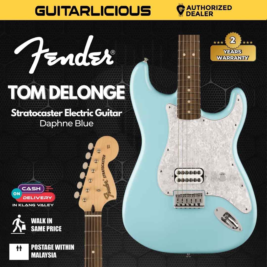 Fender Limited Edition Tom DeLonge Stratocaster Electric Guitar, RW FB, Daphne Blue