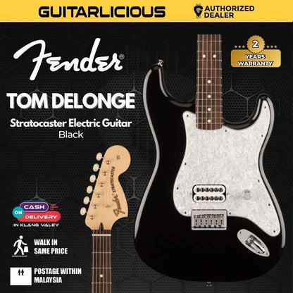 Fender Limited Edition Tom DeLonge Stratocaster Electric Guitar, RW FB, Black
