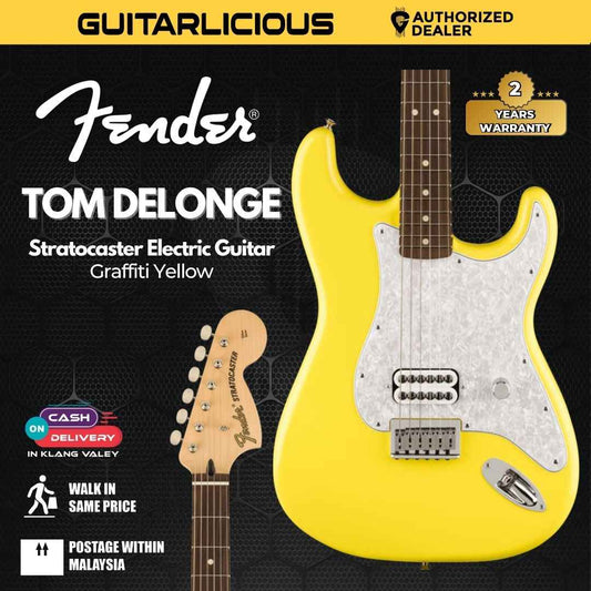 Fender Limited Edition Tom DeLonge Stratocaster Electric Guitar, RW FB, Graffiti Yellow