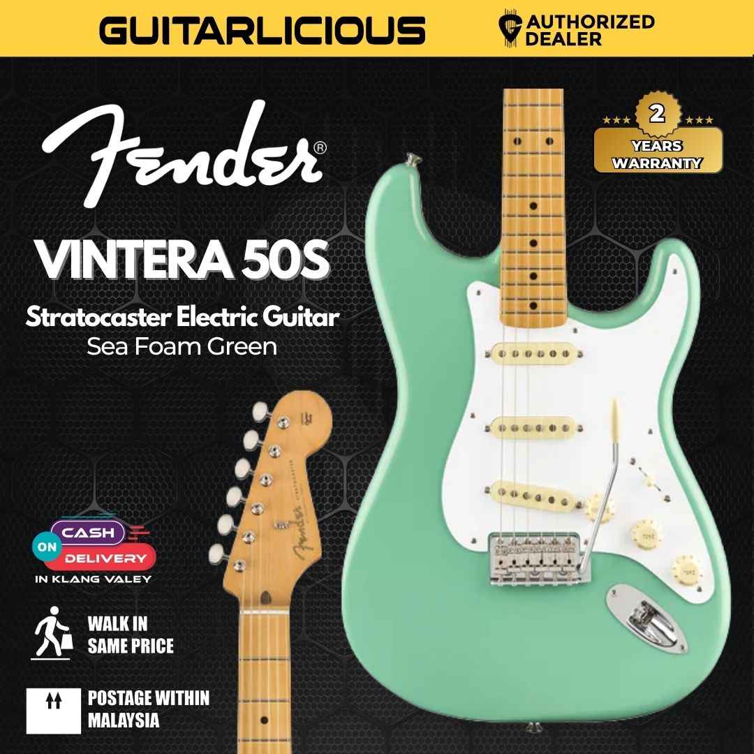 Fender Vintera 50s Stratocaster Electric Guitar, Maple FB, Sea Foam Green