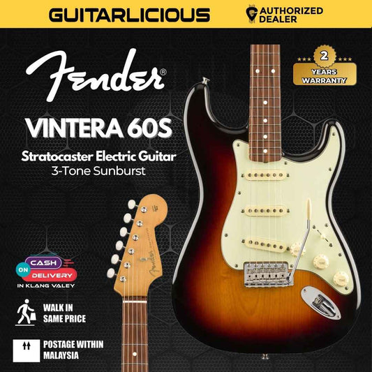 Fender Vintera 60s Stratocaster Electric Guitar, Pau Ferro FB, 3-Tone Sunburst