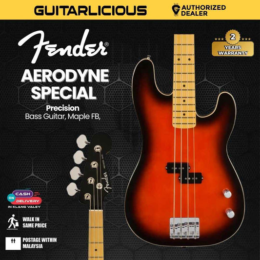 Fender Aerodyne Special Precision Bass Guitar, Maple FB, Hot Rod Burst