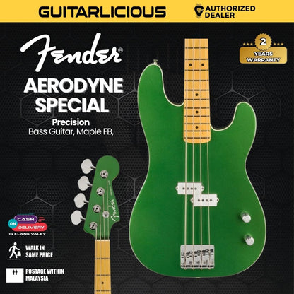 Fender Aerodyne Special Precision Bass Guitar, Maple FB, Speed Green Metallic
