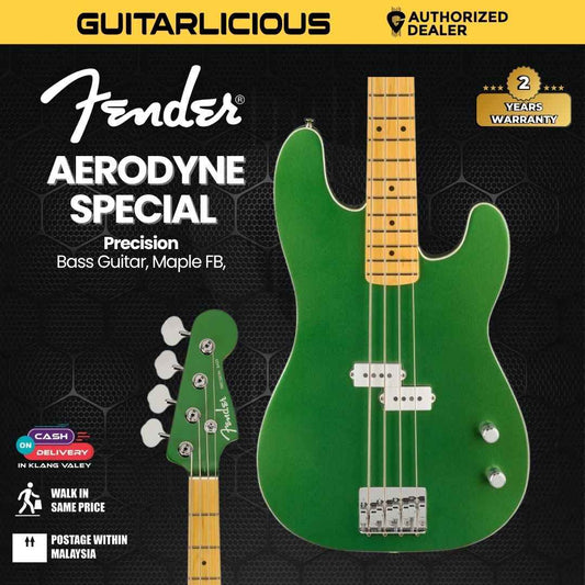 Fender Aerodyne Special Precision Bass Guitar, Maple FB, Speed Green Metallic