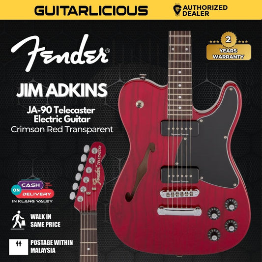 Fender Jim Adkins JA-90 Telecaster Electric Guitar, Laurel FB, Crimson Red Transparent
