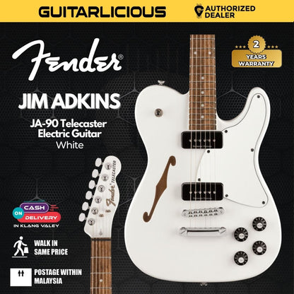 Fender Jim Adkins JA-90 Telecaster Thinline Electric Guitar, Maple FB, Laurel White