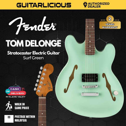 Fender Tom DeLonge Starcaster Electric Guitar, RW FB, Surf Green (Made in Indonesia)