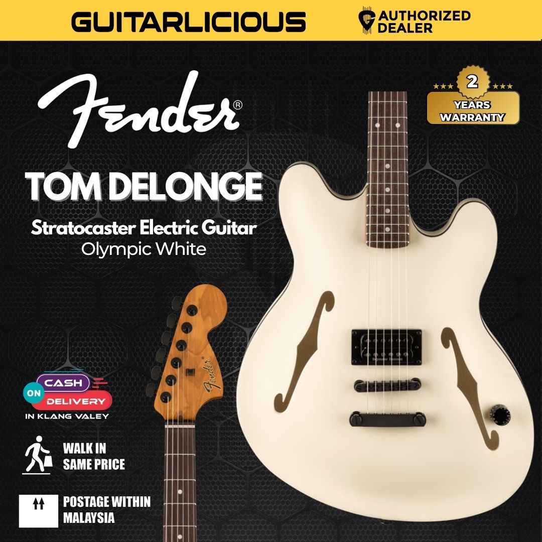 Fender Tom DeLonge Starcaster Electric Guitar, RW FB, Olympic White (Made in Indonesia)