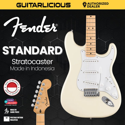 Fender Standard Stratocaster Electric Guitar, Maple FB, Olympic White