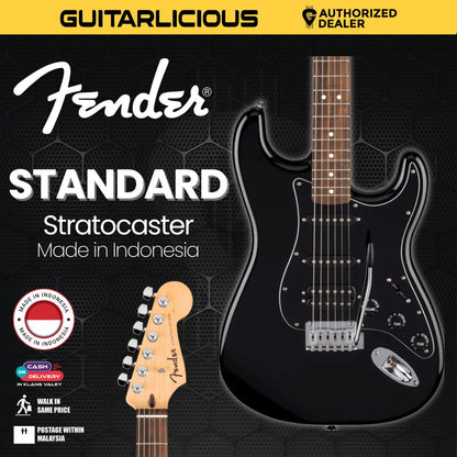 Fender Standard Stratocaster HSS Electric Guitar, Laurel FB, Black