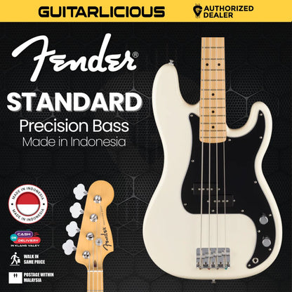 Fender Standard Precision Bass Guitar, Maple FB, Olympic White