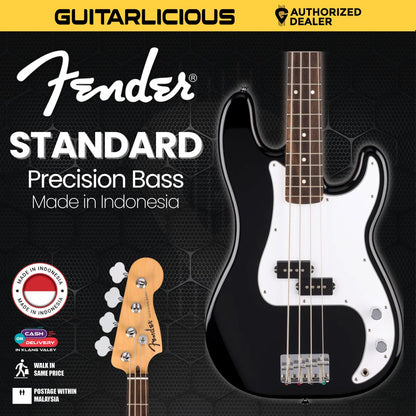 Fender Standard Precision Bass Guitar, Laurel FB, Black