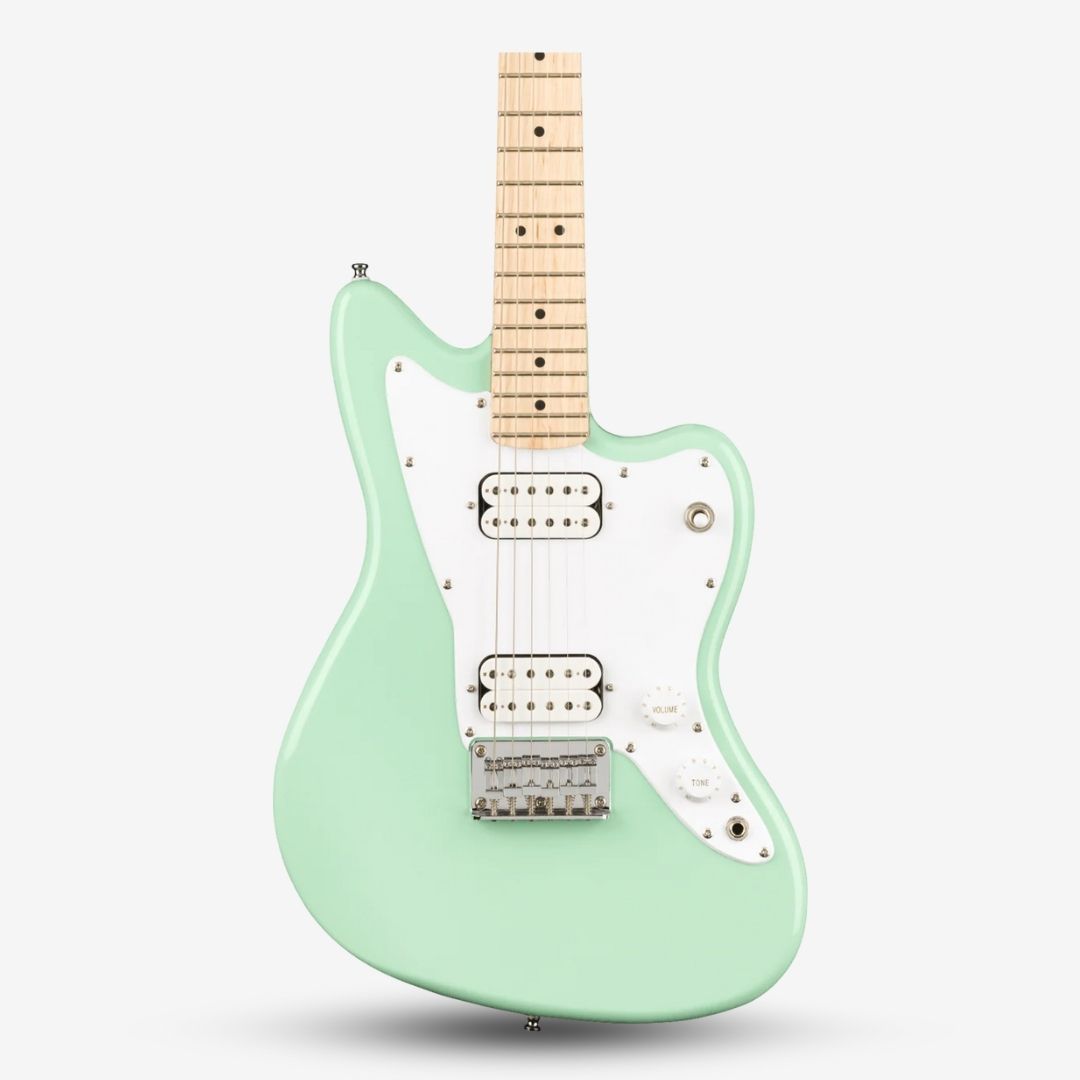 Squier Mini Jazzmaster HH Electric Guitar, Maple FB, Surf Green