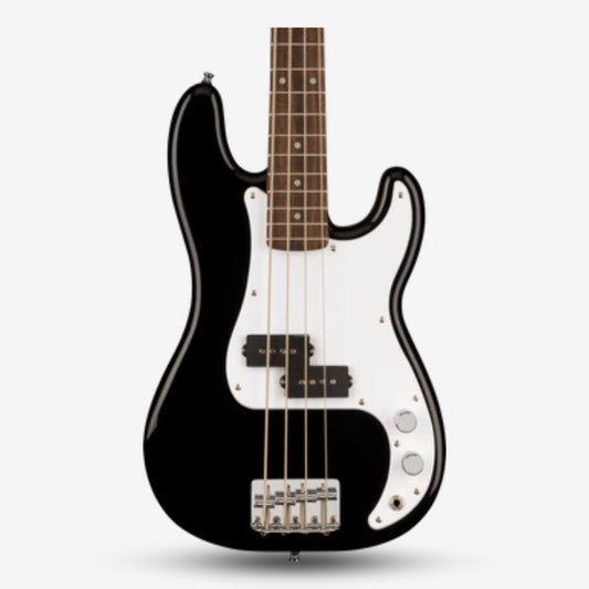 FENDER Squier Mini Short Scale Precision 4 String Bass Guitar, Laurel FB, Black