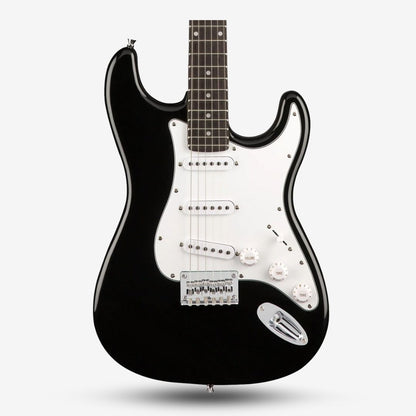 SQUIER MM Stratocaster with Single-Coil (SSS) Pick Up Hardtail Electric Guitar, Laurel FB, Black