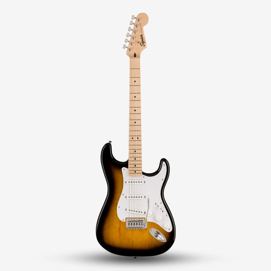 Squier Sonic Stratocaster SSS Electric Guitar with White Pickguard & Tremolo , Maple FB - 2-Color Sunburst