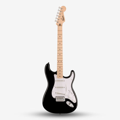 Squier Sonic Stratocaster SSS Electric Guitar with White Pickguard & Tremolo , Maple FB - Black