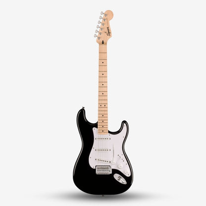 Squier Sonic Stratocaster SSS Electric Guitar with White Pickguard & Tremolo , Maple FB - Black (BUNDLE DEALS)