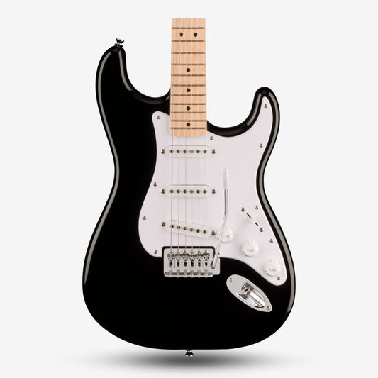 Squier Sonic Stratocaster SSS Electric Guitar with White Pickguard & Tremolo , Maple FB - Black