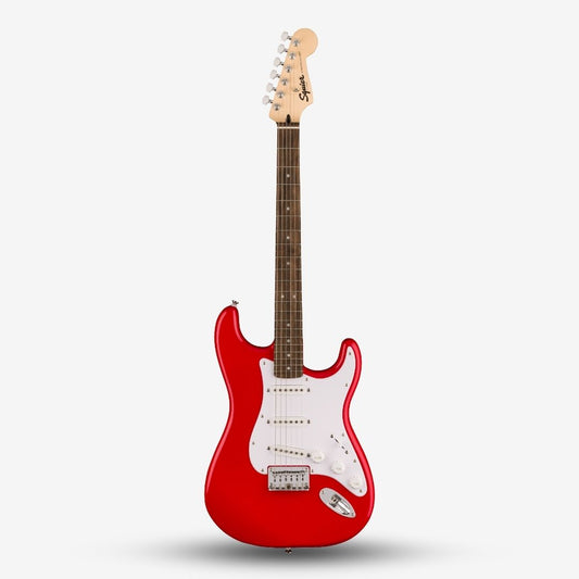 Squier Sonic by Fender Stratocaster SSS Hardtail Electric Guitar with White Pickguard, Laurel FB - Torino Red