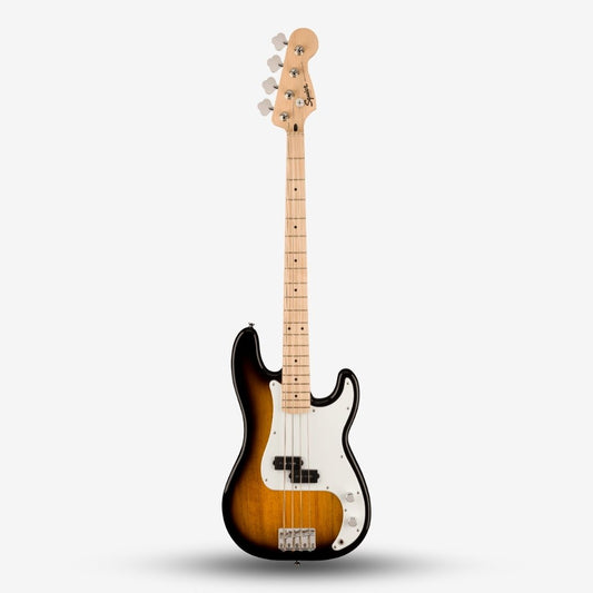 Squier Sonic Precision 4 String Bass Guitar with White Pickguard, Laurel FB - 2-Color Sunburst / SB, Beginner Level