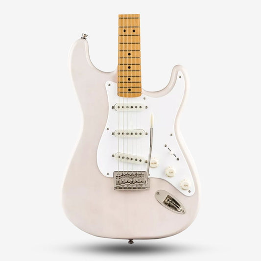 FENDER Squier Classic Vibe 50s Stratocaster (SSS) Electric Guitar wIth Tremolo, Maple FB, White Blonde