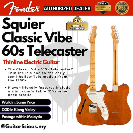 Squier Classic Vibe 60s Telecaster Thinline Electric Guitar Maple FB - Natural