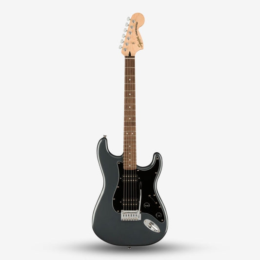 Squier Affinity Series HH Stratocaster Electric Guitar, Laurel FB, Charcoal Frost Metallic