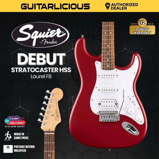 Squier Debut Series Stratocaster HSS Electric Guitar, Laurel FB - Dakota Red