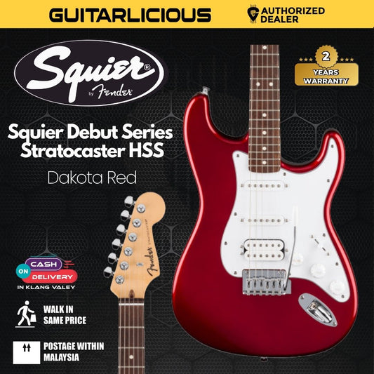 Squier Debut Series Stratocaster HSS Electric Guitar, Laurel FB - Dakota Red