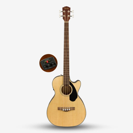 Fender CB-60SCE 4-strings Acoustic Bass Guitar with Cutaway & Active Preanp Electronics & Tuner, Laurel FB - Natural (CB 60SCE / CB60SCE)