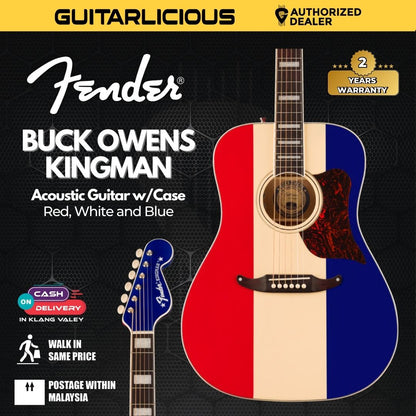 Fender Buck Owens Kingman Acoustic Guitar w/Case, Red White and Blue