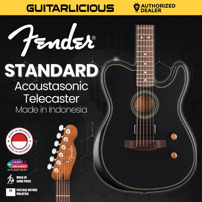Fender Acoustasonic Standard Telecaster Electric Guitar, Rosewood Fretboard,Black