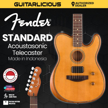 Fender Acoustasonic Standard Telecaster Electric Guitar, Rosewood Fretboard, Aged Natural