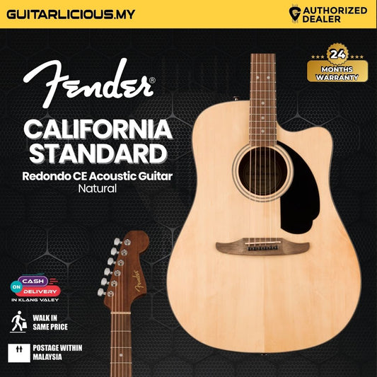Fender California Standard Redondo CE Acoustic Guitar w/Black Pickguard, Natural