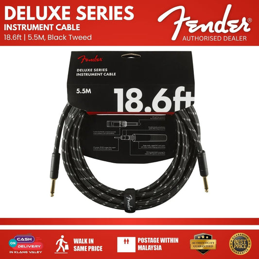Fender Deluxe Series Instrument Cable, 18.6ft, Black Tweed