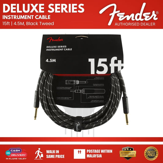 Fender Deluxe Series Instrument Cable. 15ft, Black Tweed