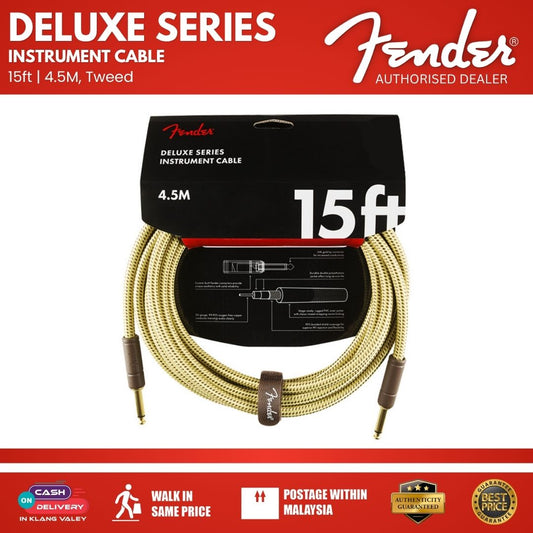 Fender Deluxe Series Instrument Cable. 15ft, Tweed