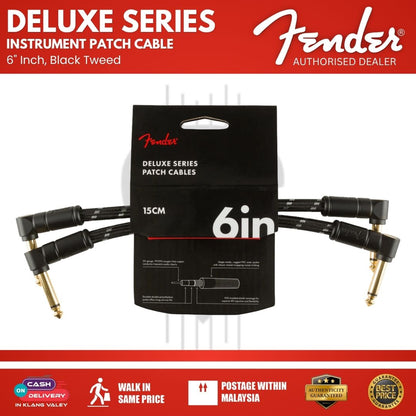 Fender Deluxe Series Patch Cable, Black Tweed, 2 Pack