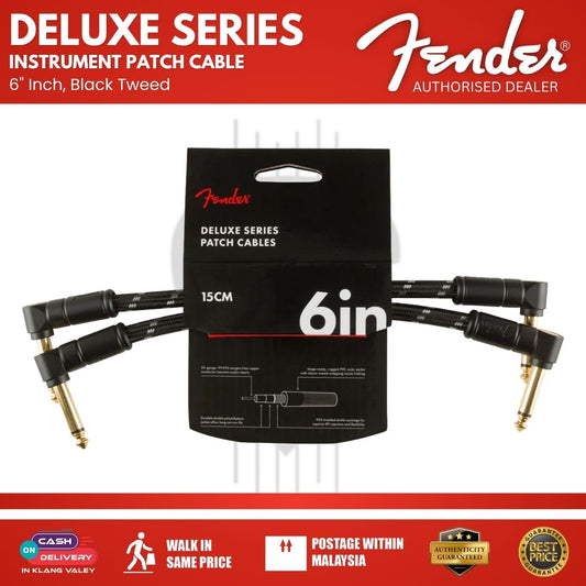 Fender Deluxe Series Patch Cable, Black Tweed, 2 Pack