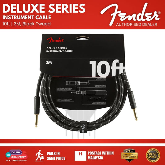 Fender Deluxe Series Instrument Cable, 10ft,  Black Tweed