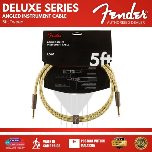 Fender Deluxe Series Instrument Cable, 5ft, Tweed