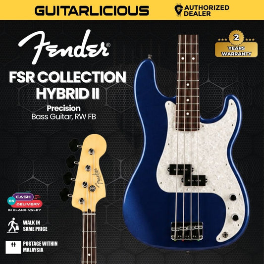 Fender FSR Collection Hybrid II Precision Bass Guitar, RW FB, Azurite Metallic