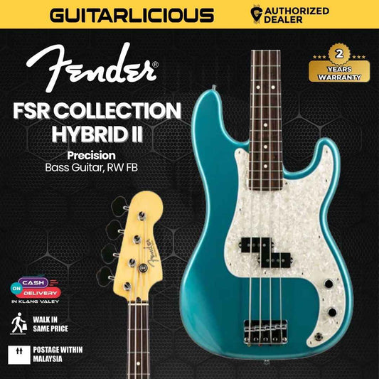 Fender FSR Collection Hybrid II Precision Bass Guitar, RW FB, Teal Green Metallic