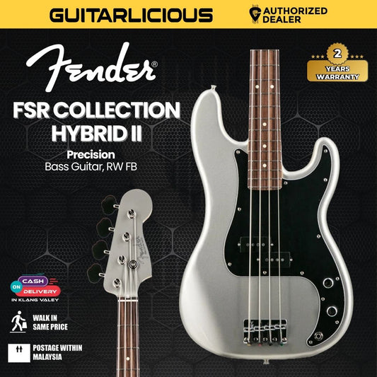 Fender FSR Collection Hybrid II Precision Bass Guitar, RW FB, Inca Silver
